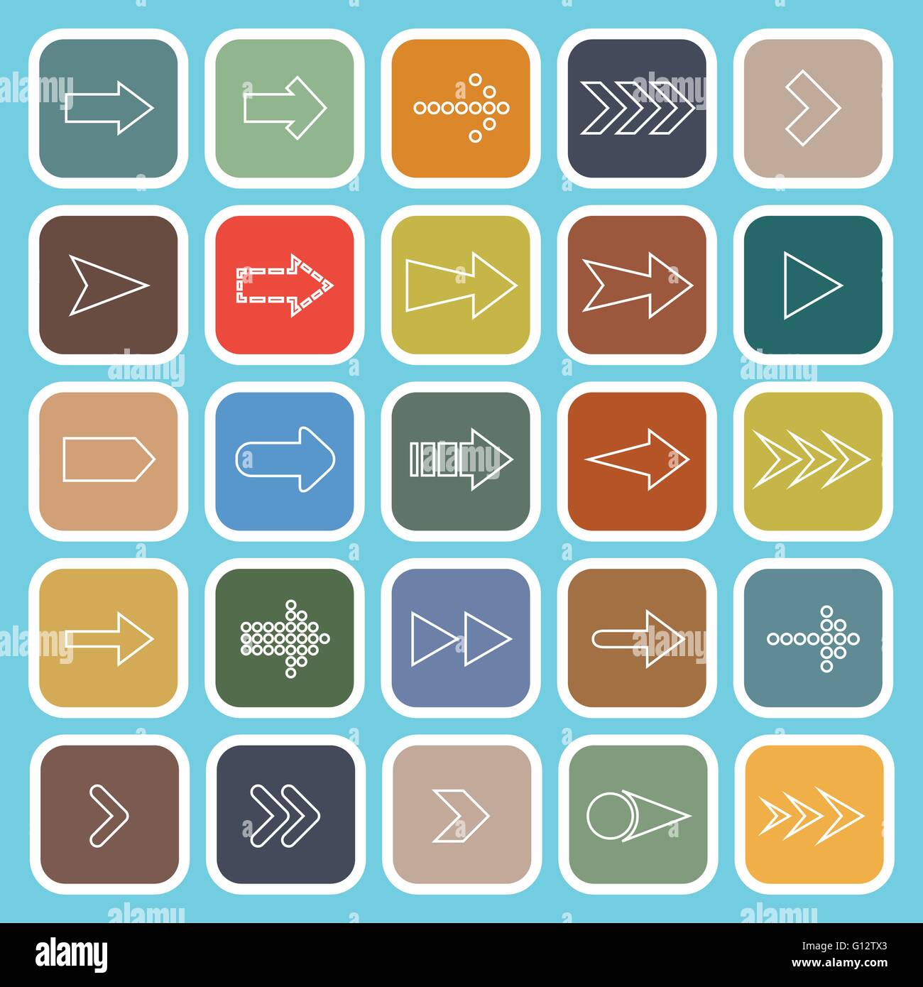 Arrow line flat icons on blue background, stock vector Stock Vector ...