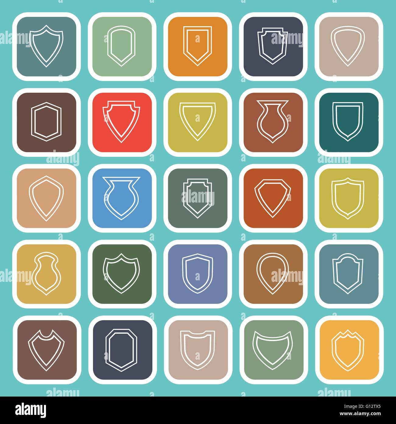Shield line flat icons on blue background, stock vector Stock Vector ...