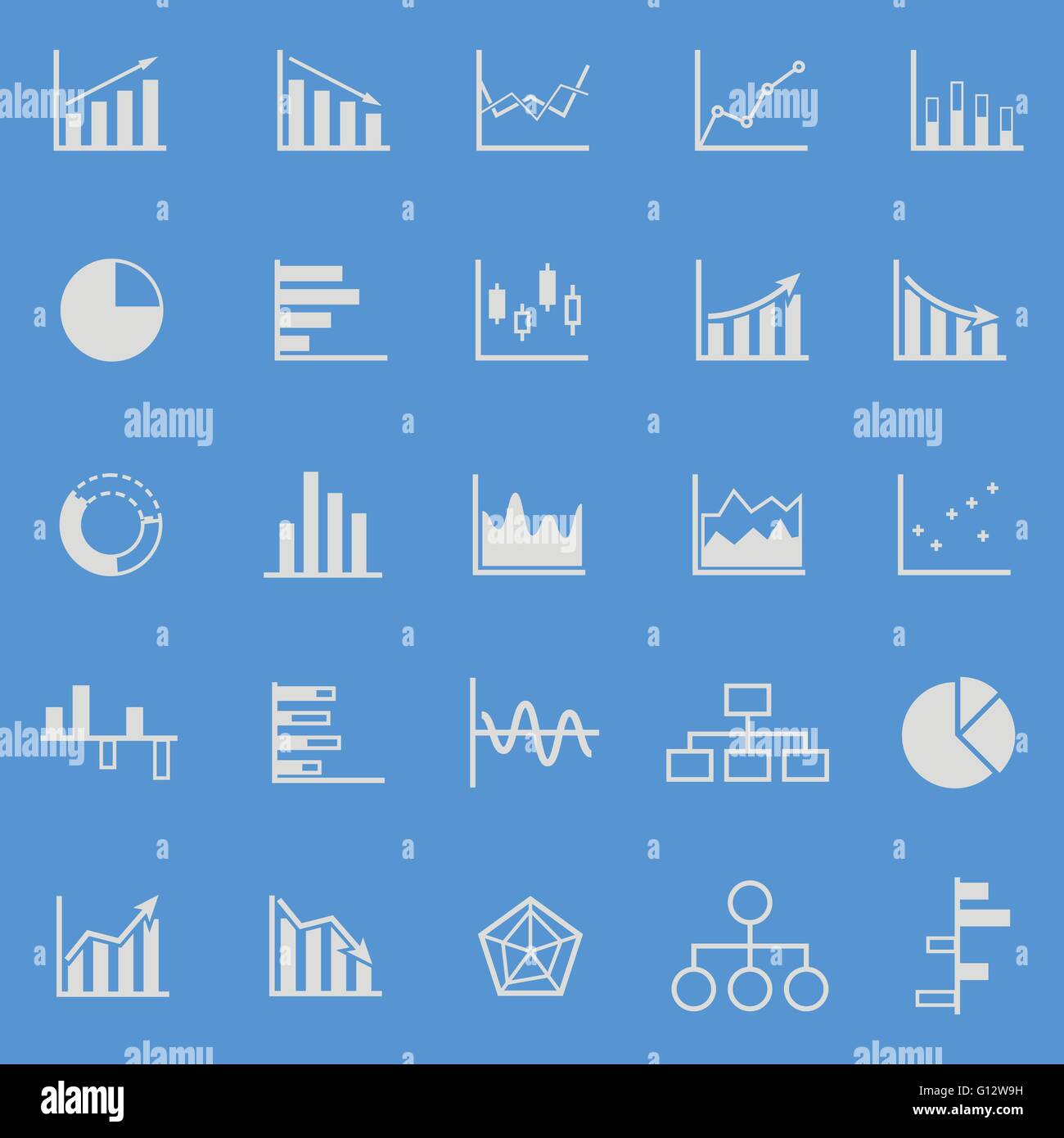 Graph color icons on blue background, stock vector Stock Vector