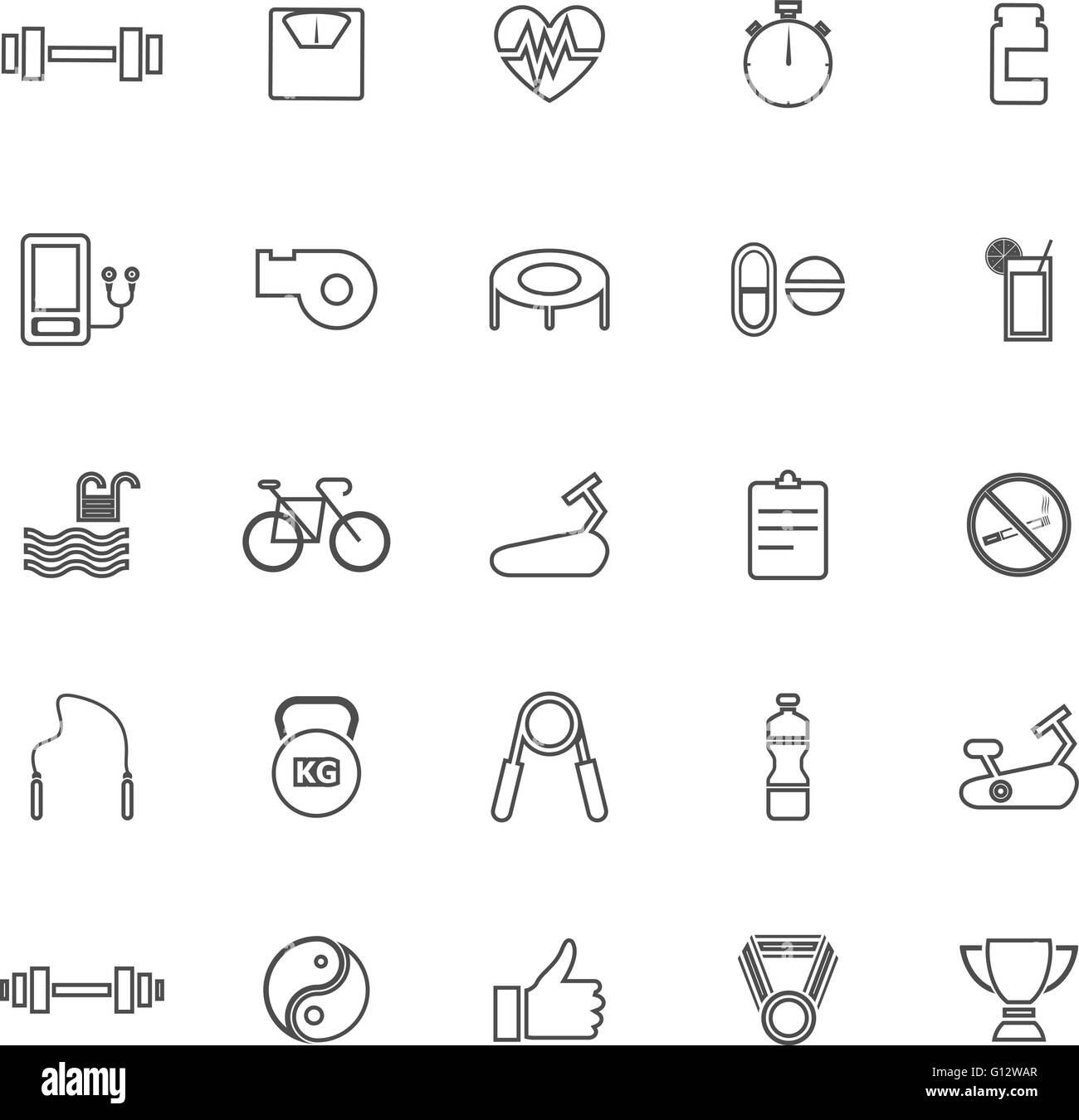 Fitness line icons on white background, stock vector Stock Vector Image ...