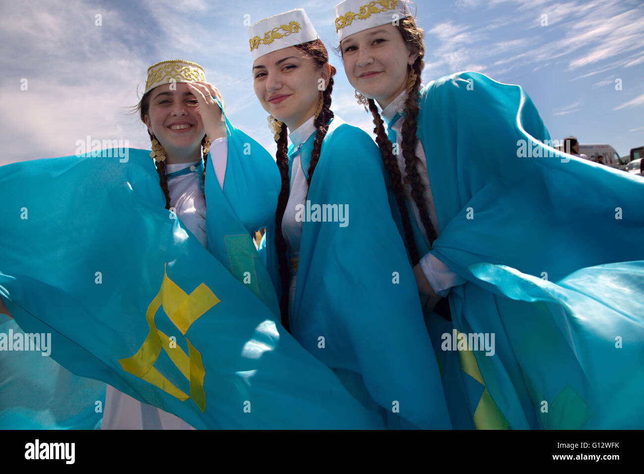 Celebrations of Hidirellez, the Crimean Tatar holiday of spring, near the city of Bakhchysaray in Crimea Republic Stock Photo