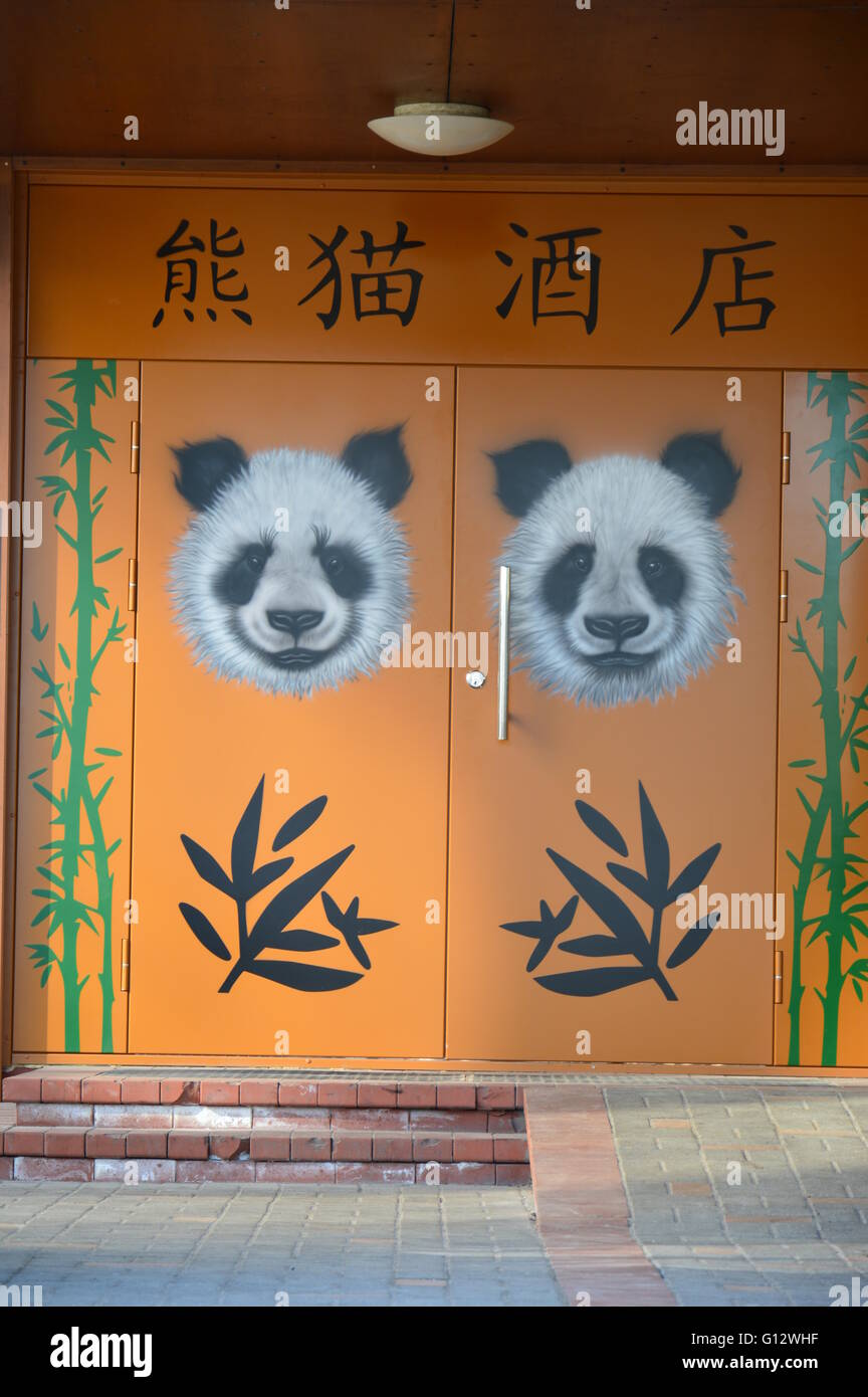 Pandas doors to restaurant Stock Photo - Alamy