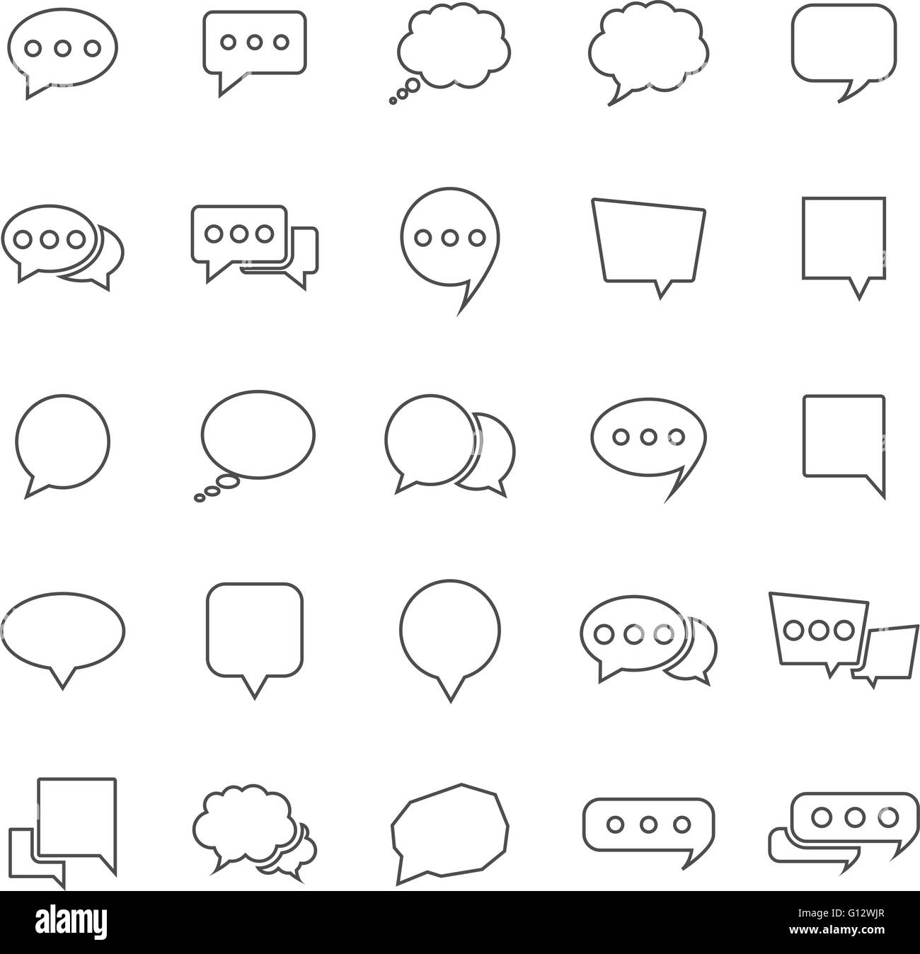 Speech Bubble line icons on white background, stock vector Stock Vector