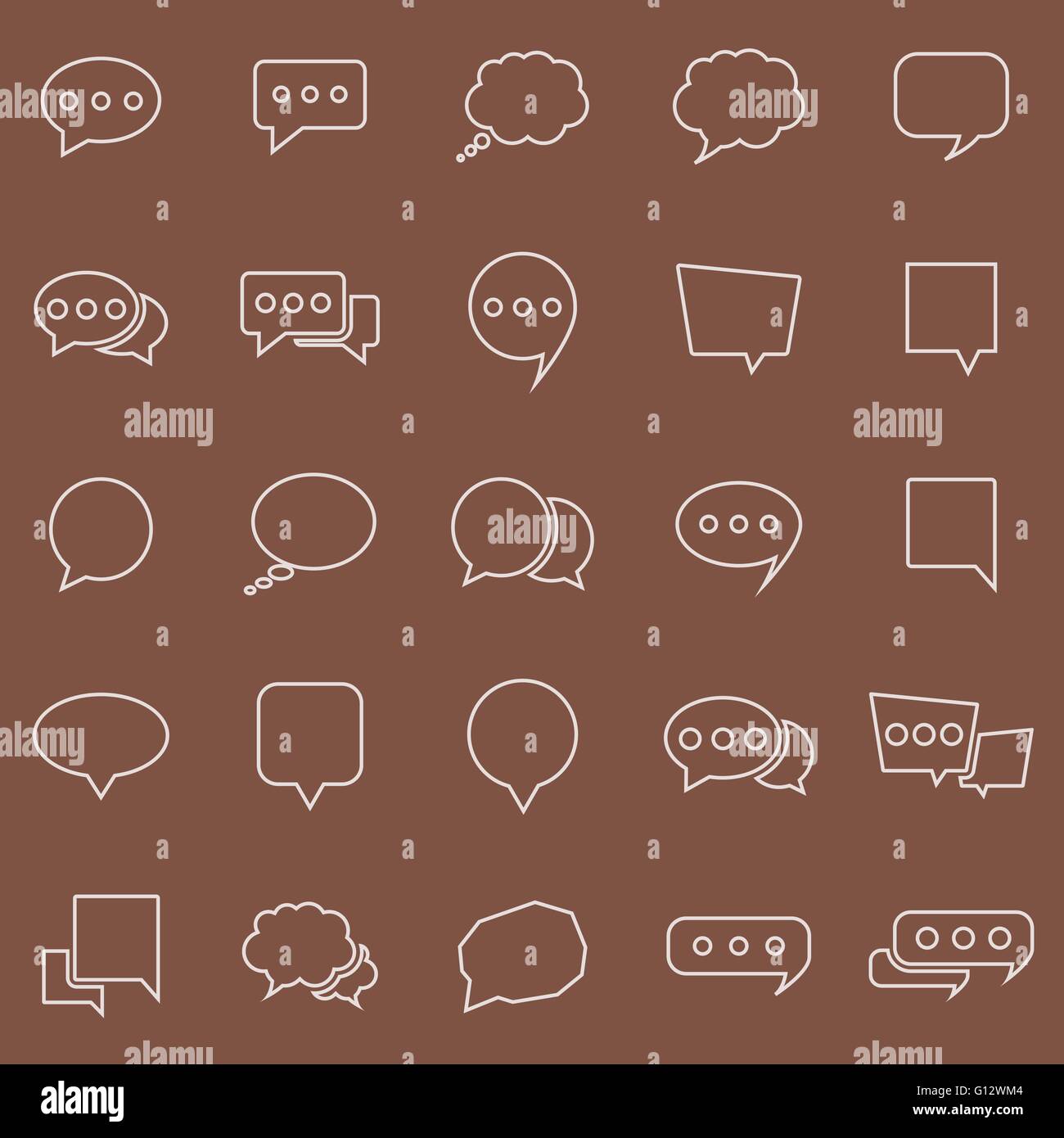 Speech Bubble line color icons on brown background, stock vector Stock Vector