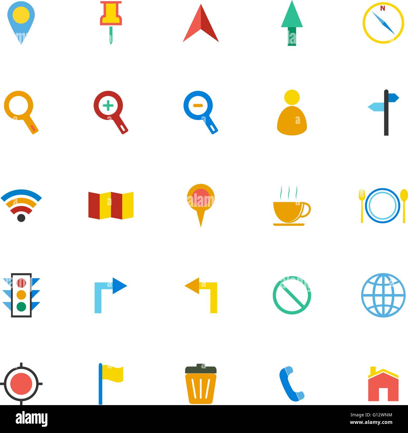 Map color icons on white background, stock vector Stock Vector Image ...