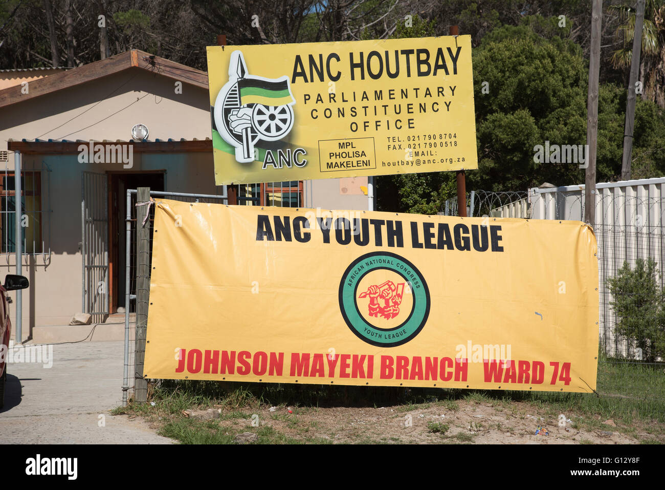 ANC HOUTBAY WESTERN CAPE SOUTH AFRICA  The ANC political party with the ANC Youth League office at Houtbay Southern Africa Stock Photo