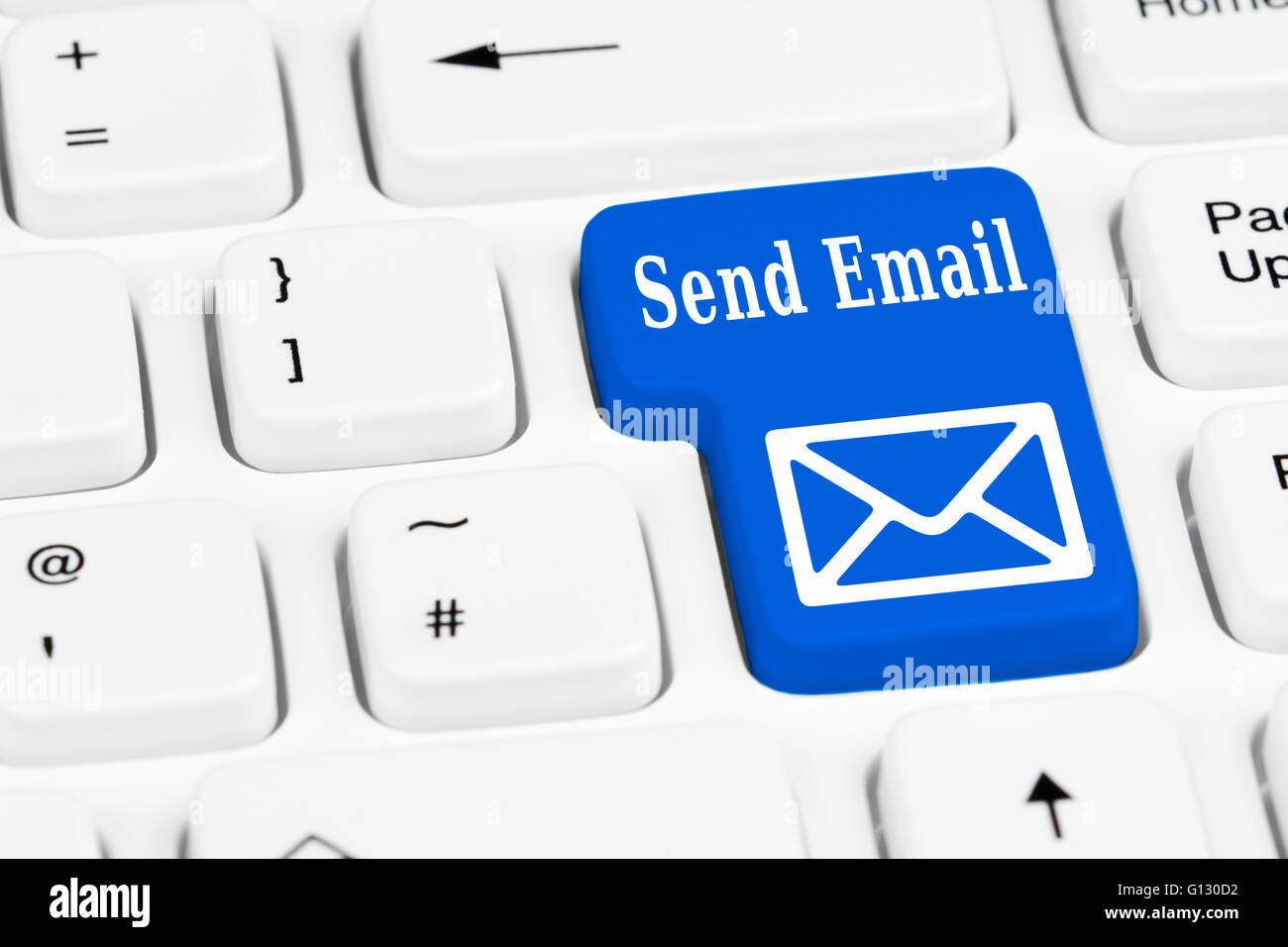 Email sending button on a computer keyboard. Stock Photo