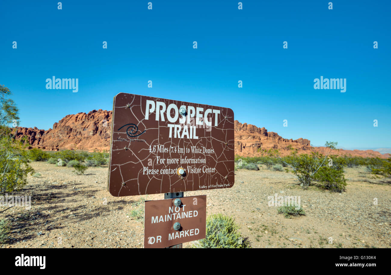 Prospect Sign Prospect Trail sign. Valley of Fire State Park, Nevada Stock Photo - Alamy