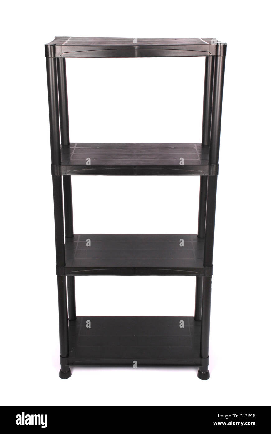 Strong metal warehouse shelves isolated on white Stock Photo Alamy