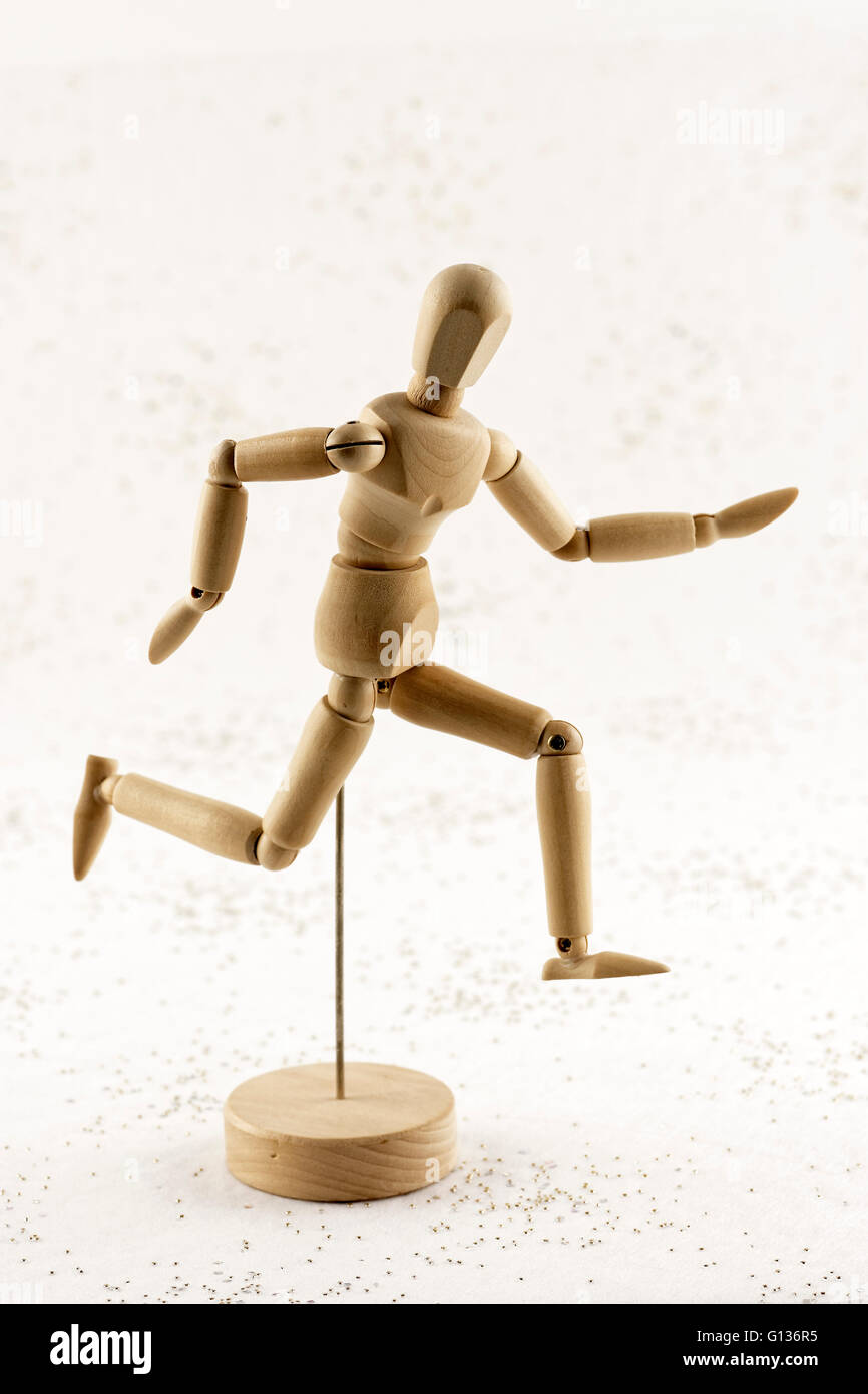 Hurry representation by a mannequin running. Stock Photo