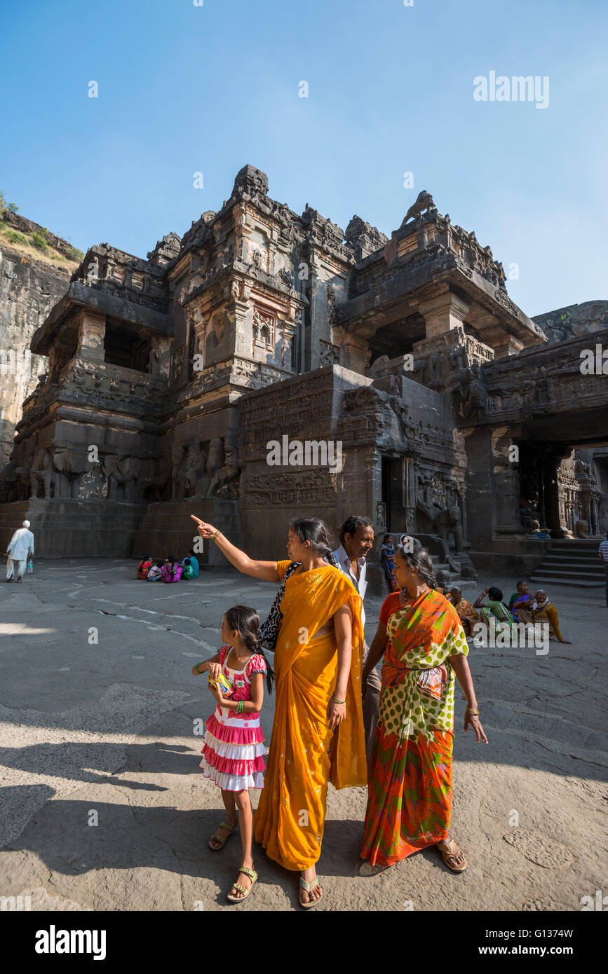 Kailasanatha Temple (Cave 16) at Ellora Caves, Aurangabad , Maharashtra, India Stock Photo