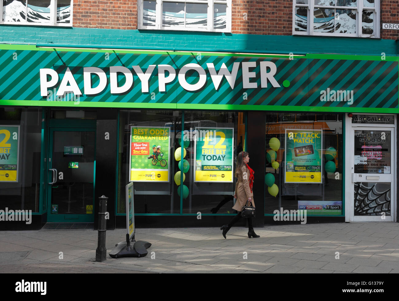 Paddy Power bookmakers in Norwich, England. Stock Photo