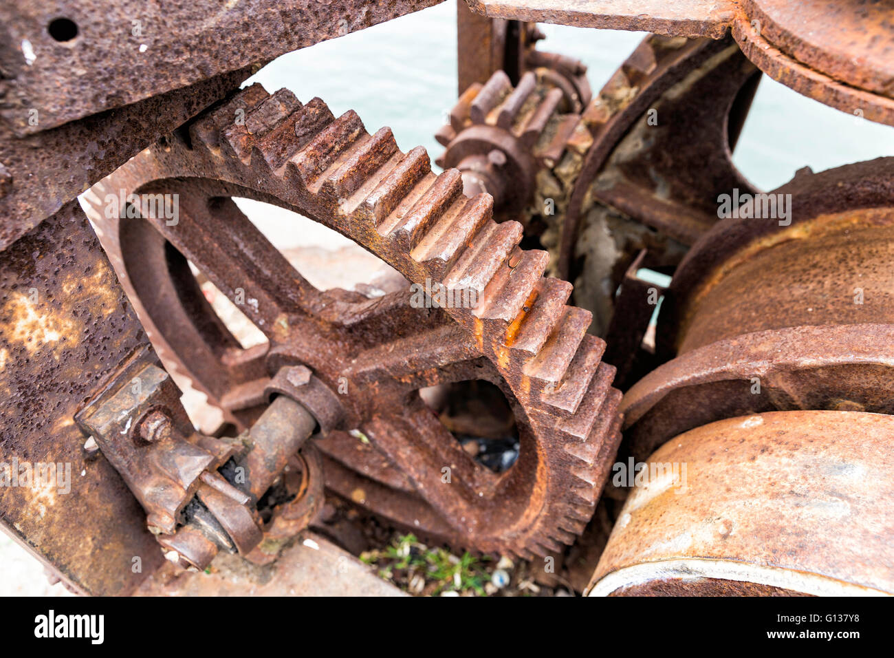 Old rusty gears for heavy industry as a machinery parts Stock Photo