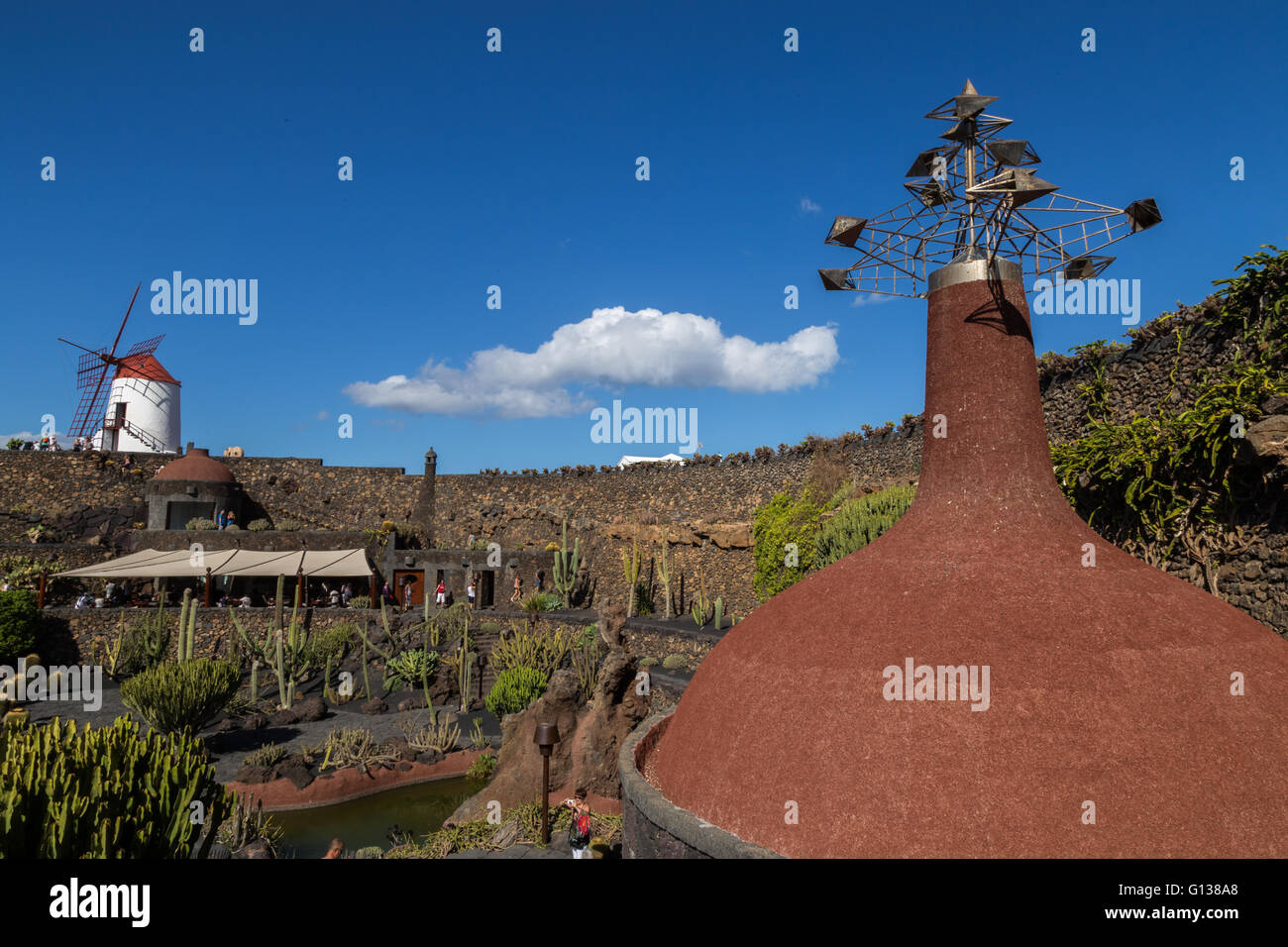 Lanzarote Cactus Garden. Designed by César Manrique. Stock Photo