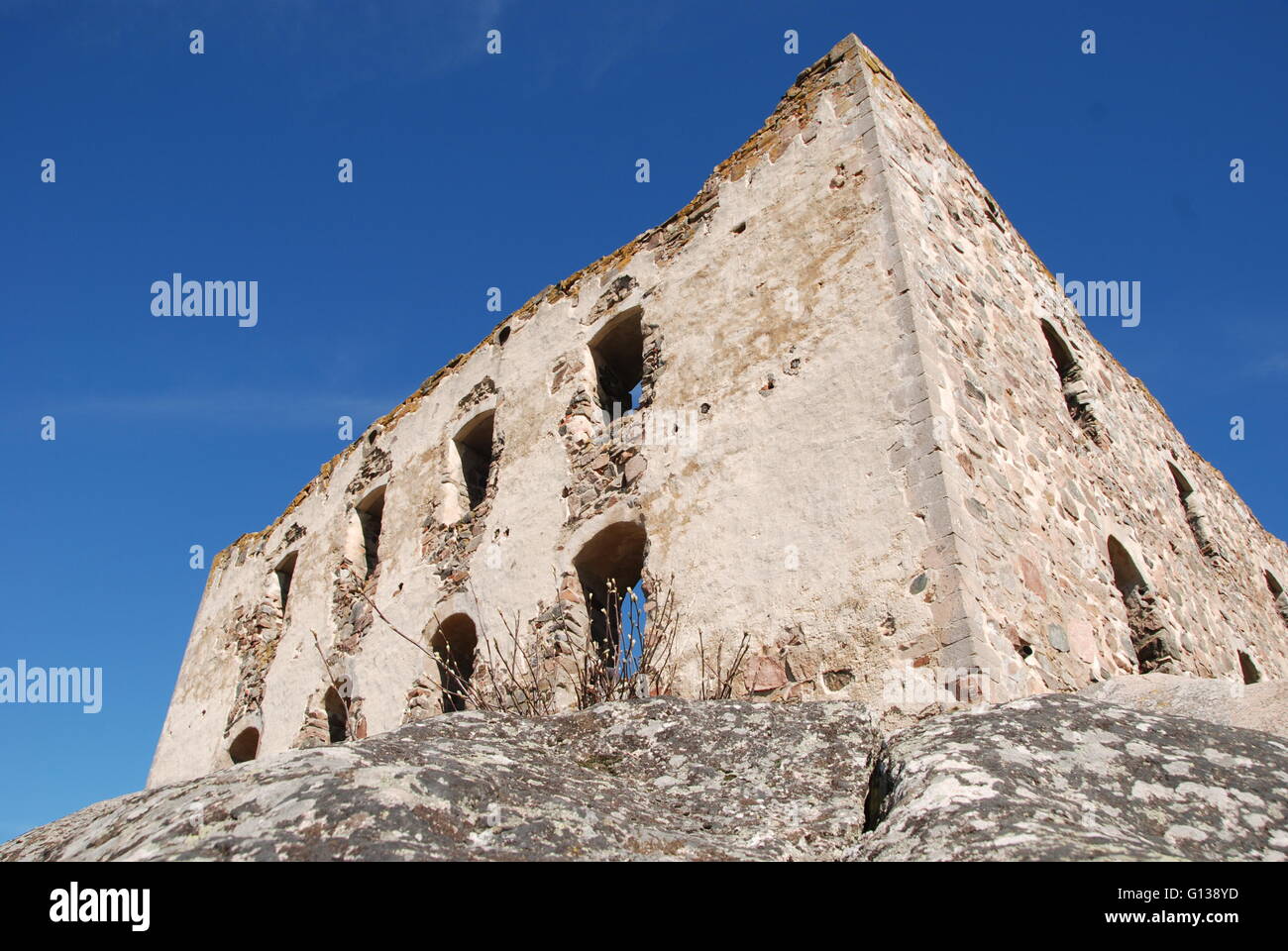 Brahehus ruins at the cliff, built in 17th century built by the Swedish ...
