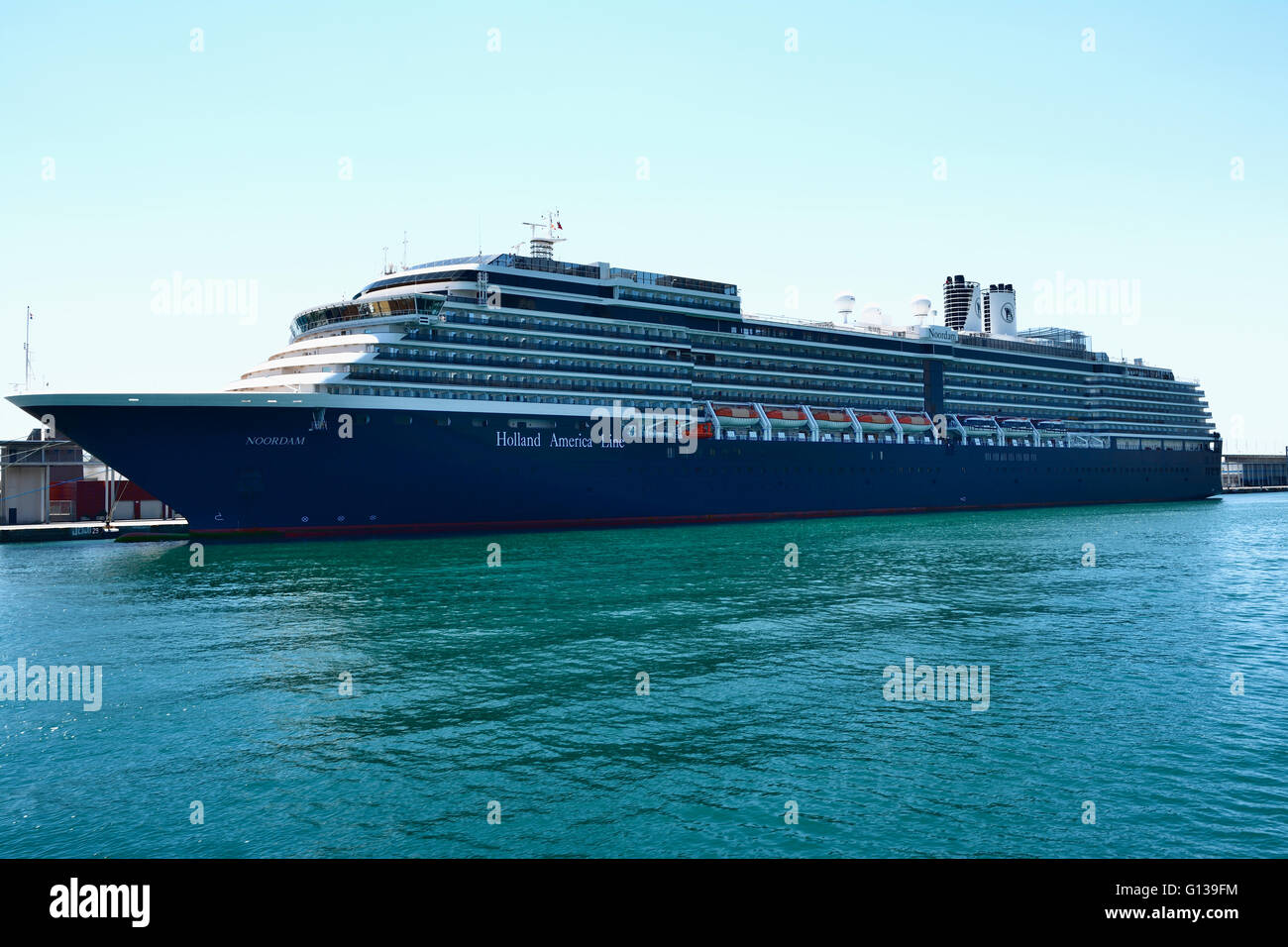 MS Noordam is a member of Holland America Line's Vista class. Barcelona, Catalonia, Spain, Europe Stock Photo