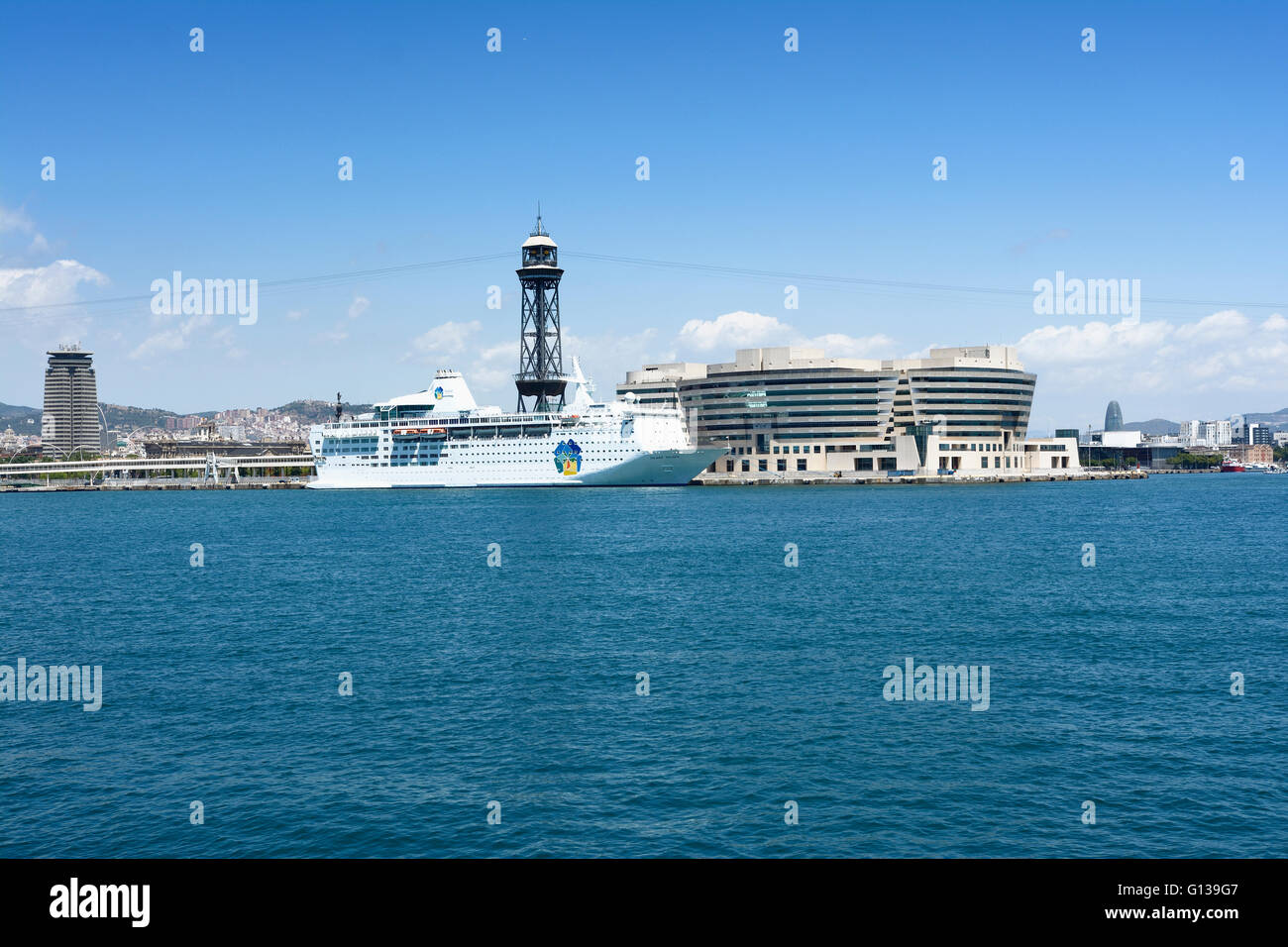 Cruise Ship Ms Island Escape Owned And Operated By Thomson Cruises Docked Next To The World Trade Center Barcelona Catalonia Stock Photo Alamy