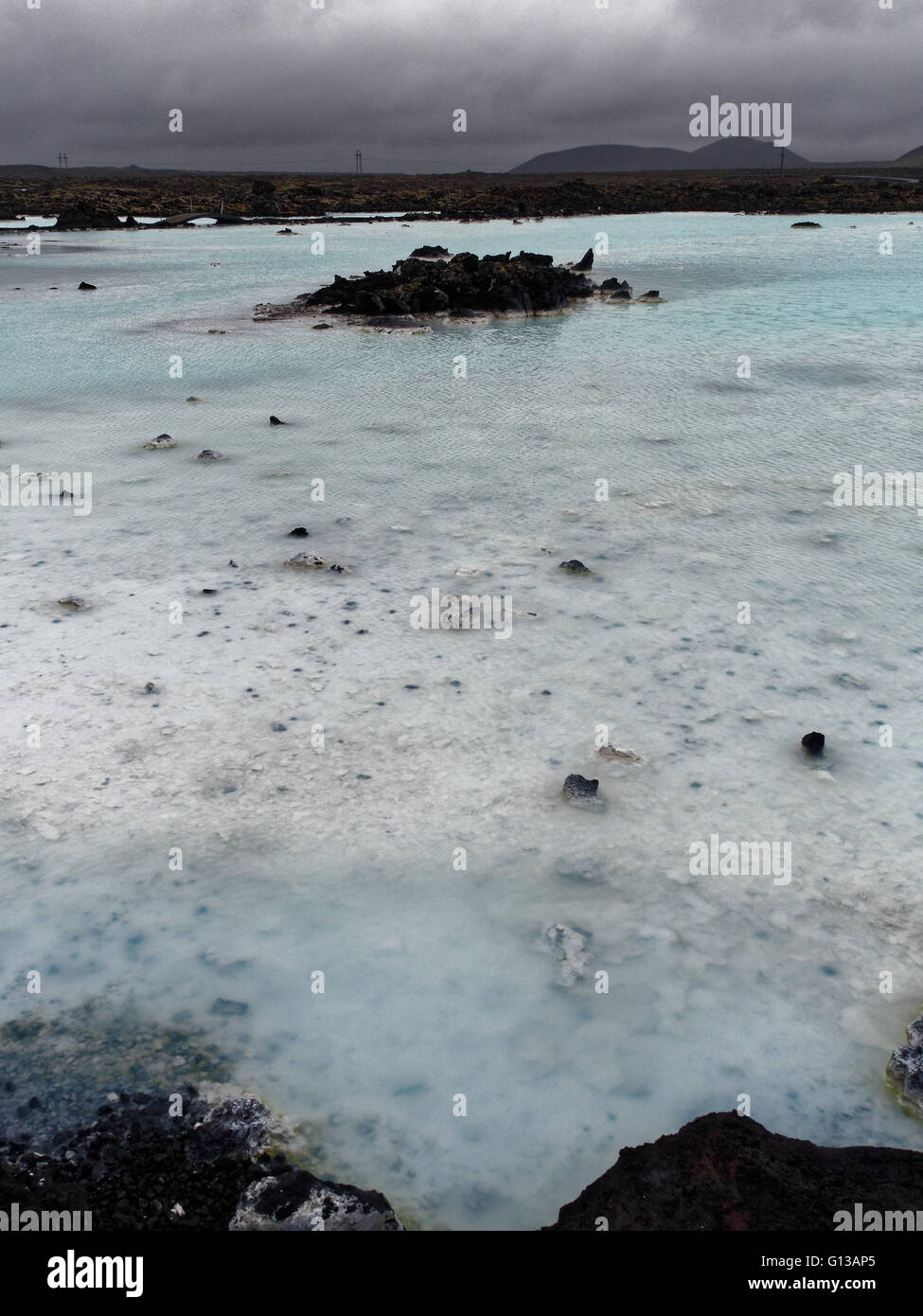 Hot blue waters and mineral deposits of the Blue Lagoon, Svartsengi