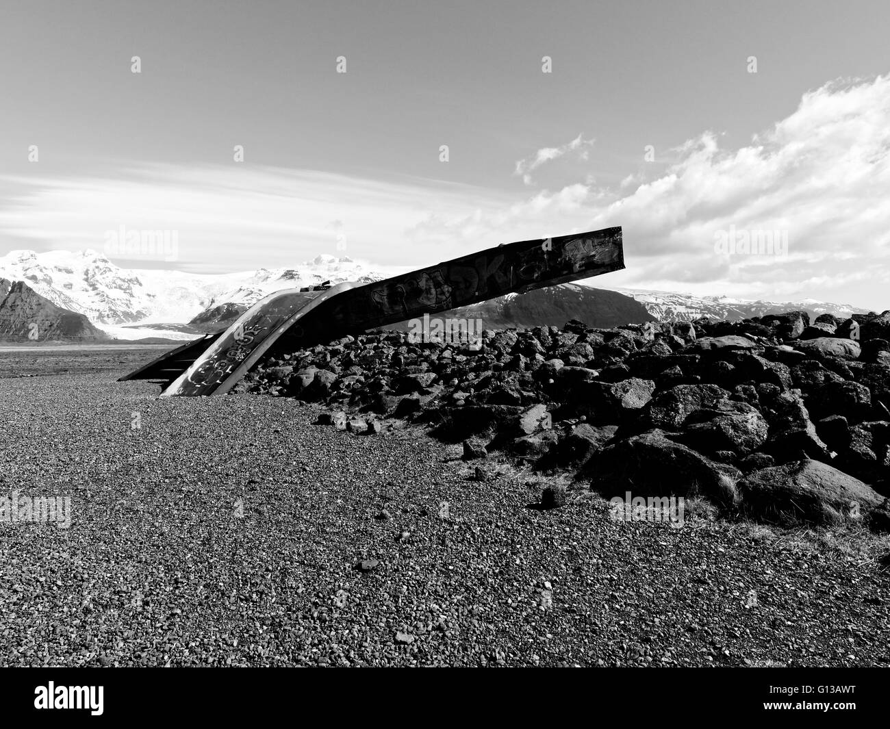 Flood Memorial, Skeioararsandur, Iceland Stock Photo