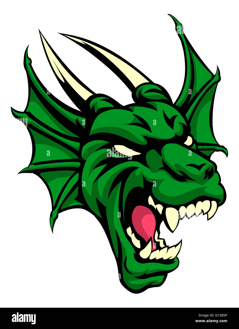 An illustration of a dragon animal mean sports mascot head Stock Photo