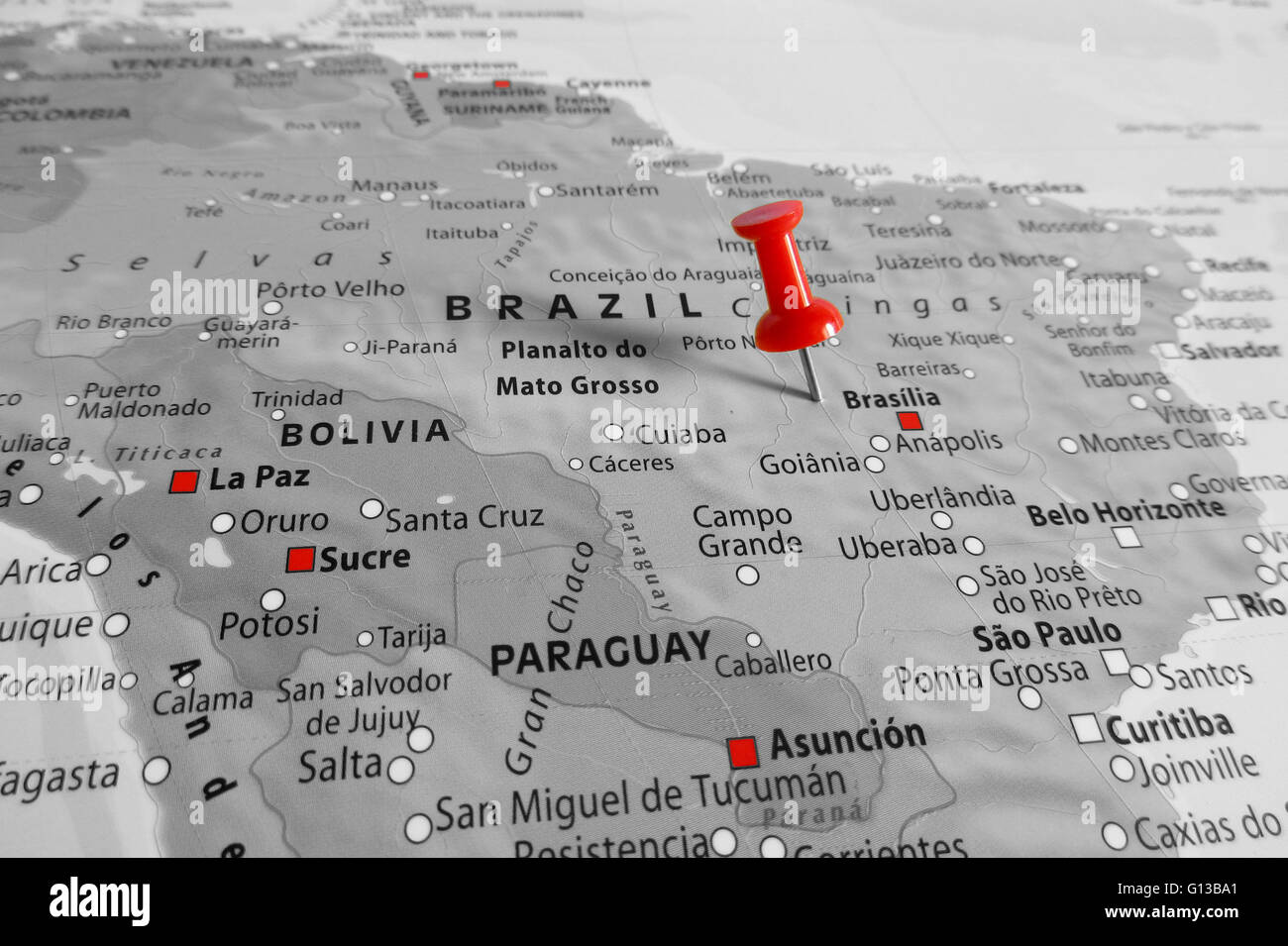 Red marker over Brazil Stock Photo - Alamy