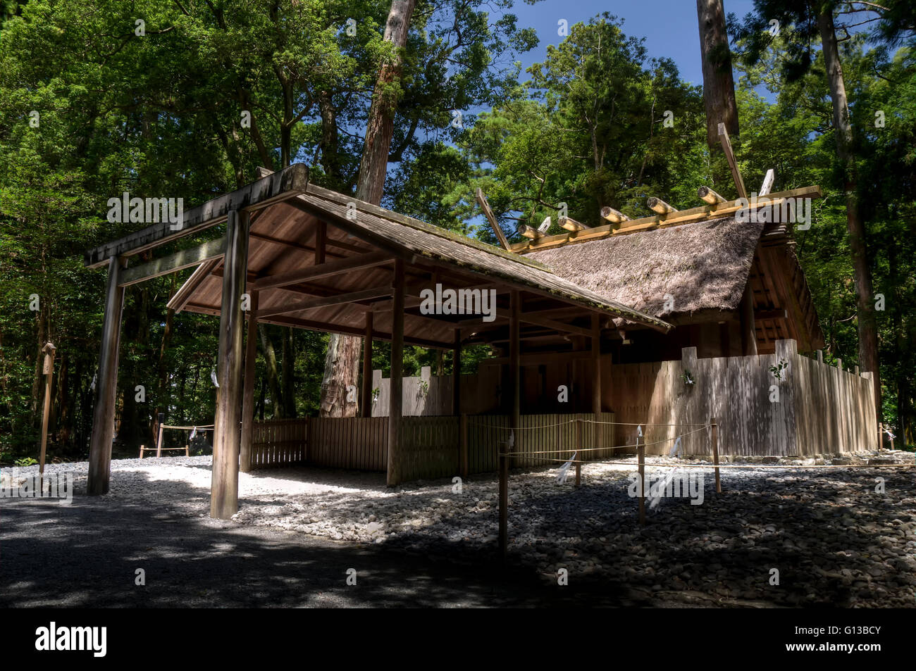 Shinto shrine at Ise Jingu complex, Japan Stock Photo