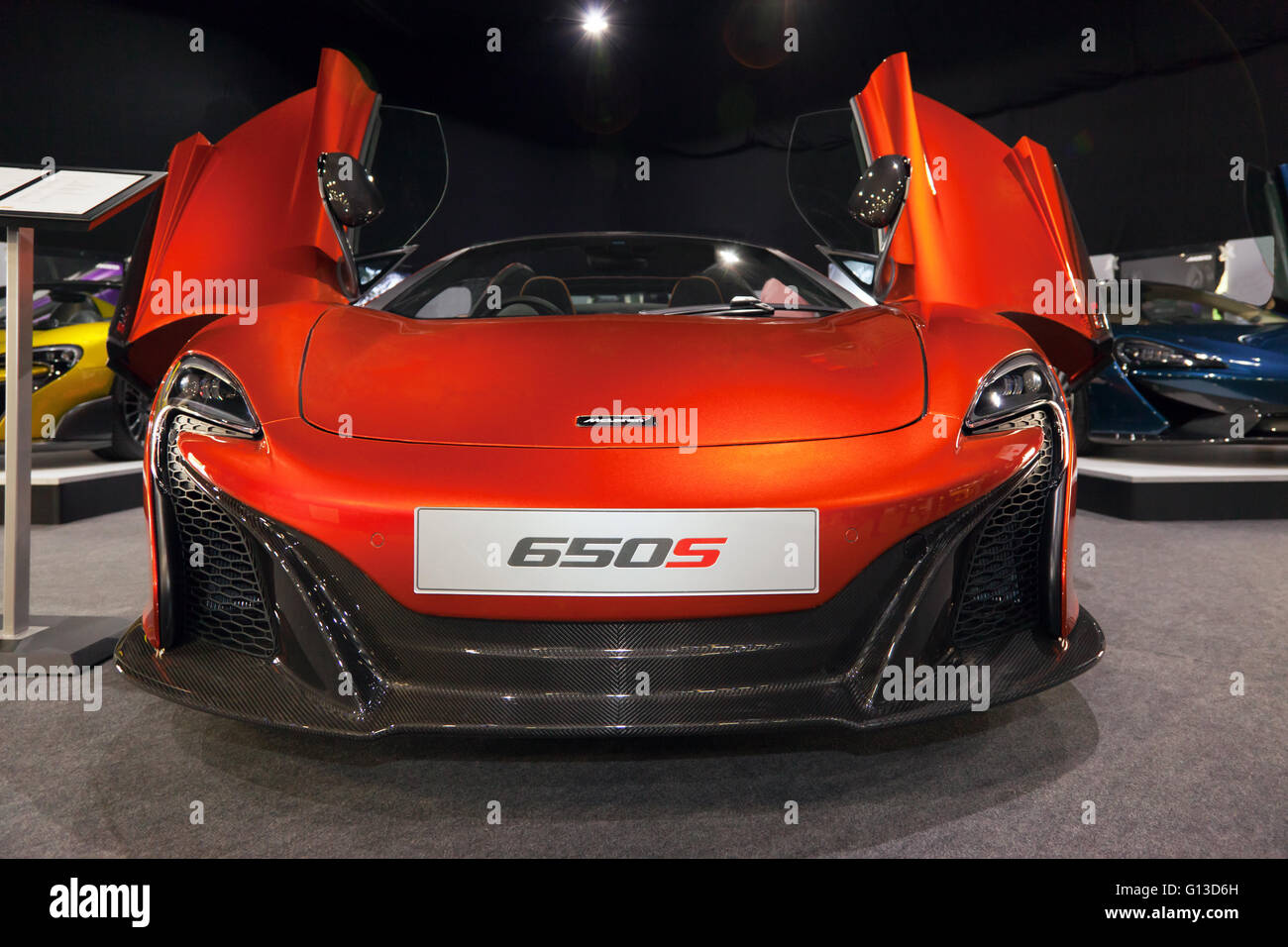 Front view of a McLaren 650S supercar, on static display at the 2016 ...