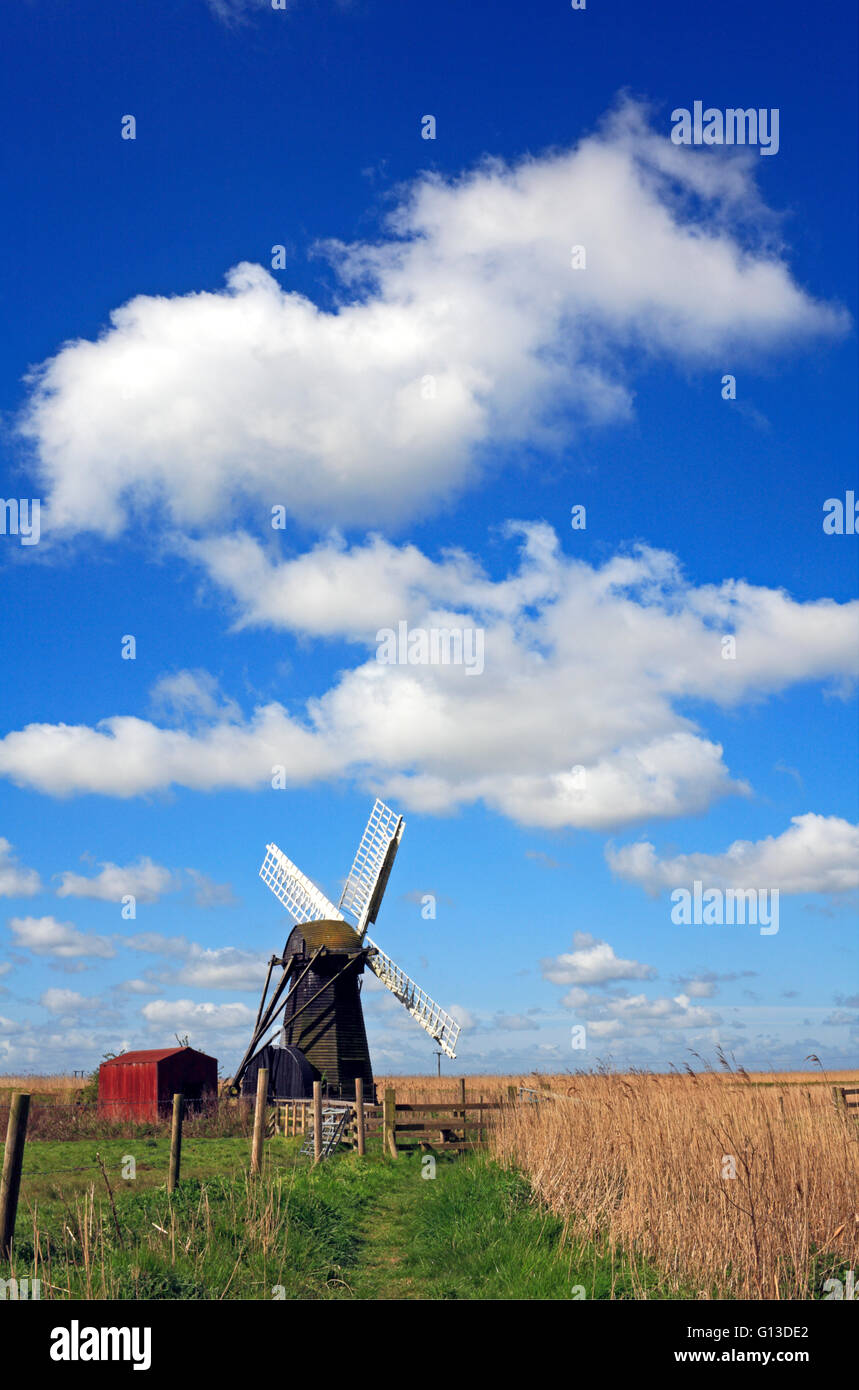 A view of Herringfleet Smock Drainage Mill at Herringfleet, Suffolk ...