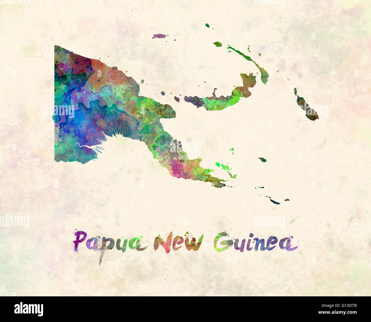 Papua New Guinea in watercolor Stock Photo