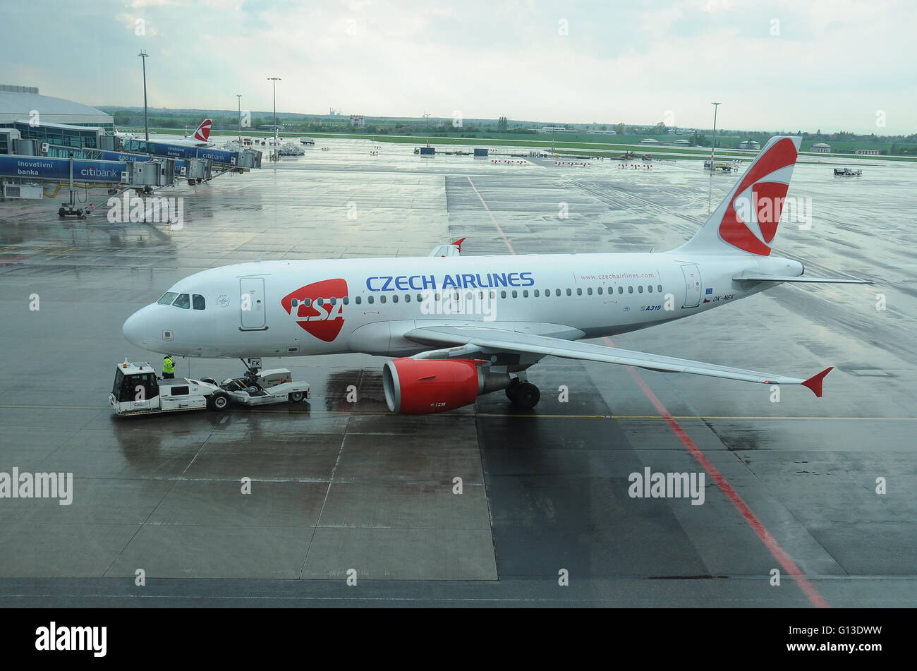 Airbus A316 CSA in Prague, aircraft, airplane, airport, Czech Airlines, OK-MEK Stock Photo
