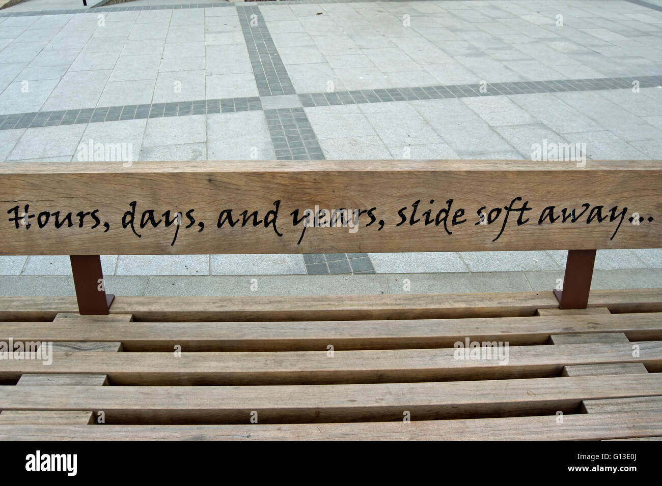 an alexander pope quote, from ode on solitude, on a bench in twickenham, middlesex, england Stock Photo