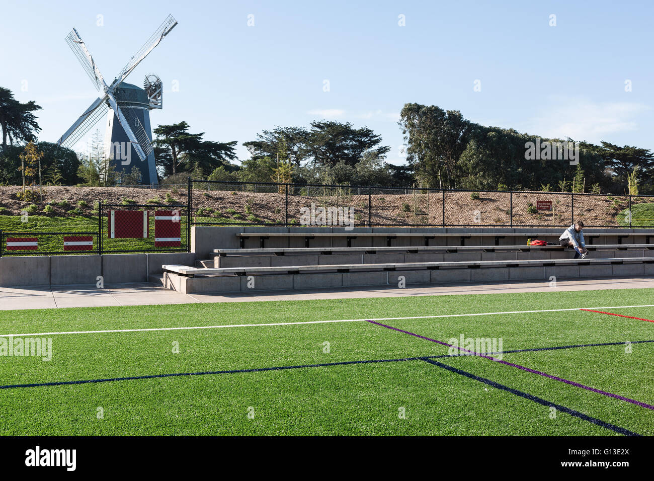 Soccer game at Beach Chalet soccer field, Golden Gate Park, San