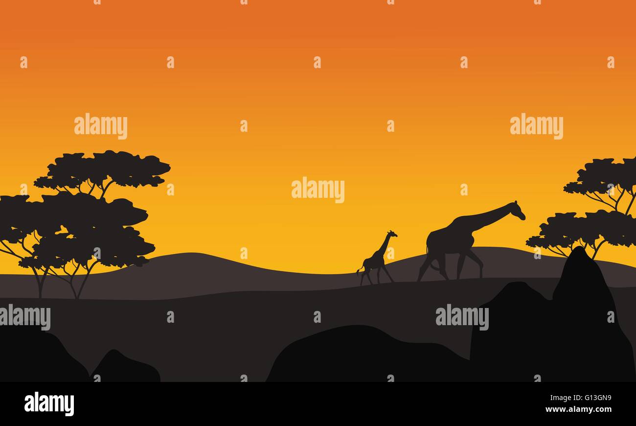 Giraffe silhouette in park scenery Stock Vector Image & Art - Alamy
