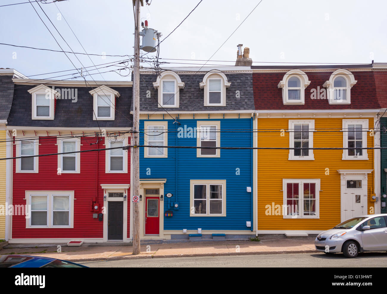 Colourful row houses (Jellybean Row) in downtown St. John's, Avalon