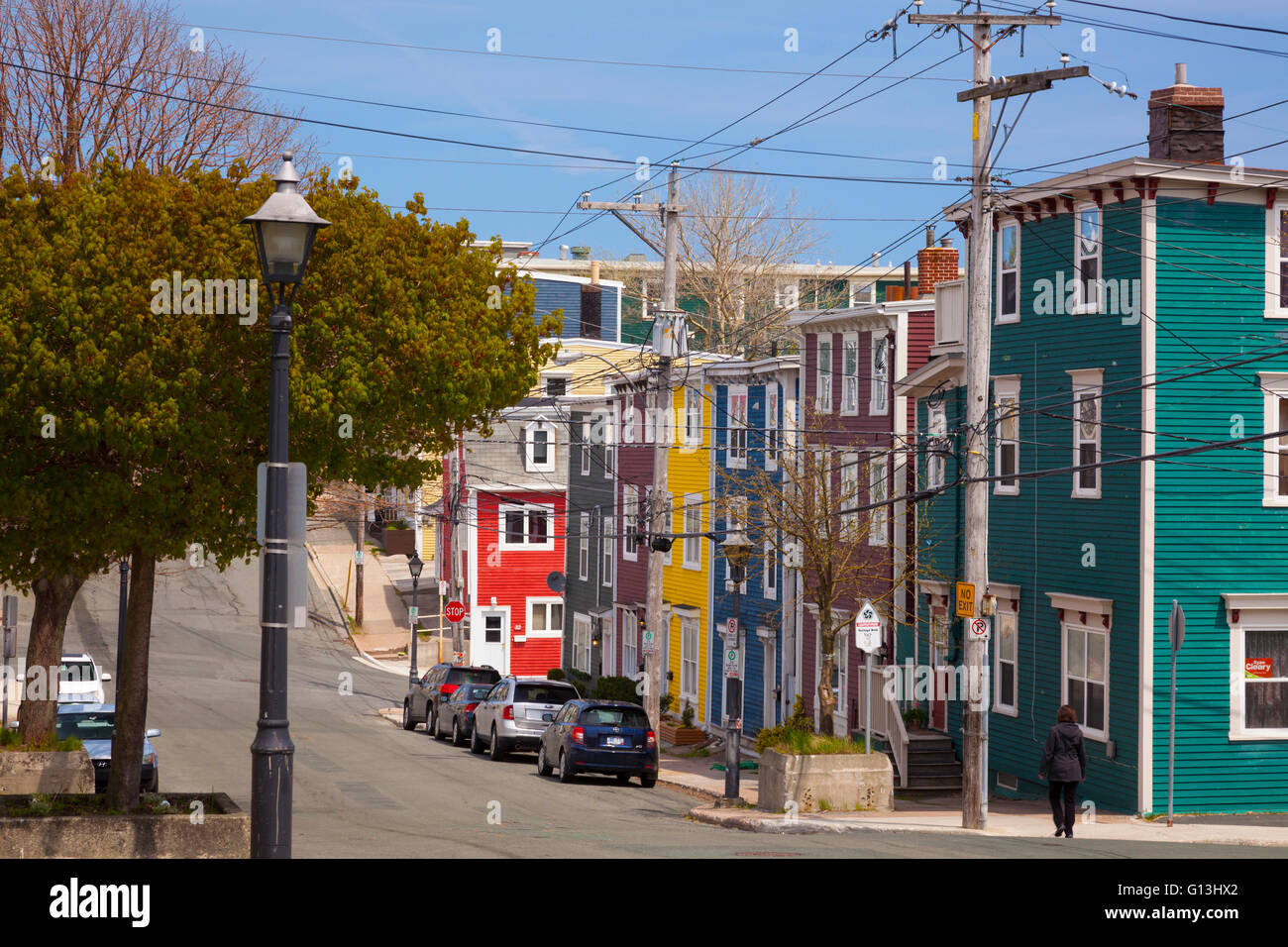 Colourful row houses (Jellybean Row) in downtown St. John's, Avalon Peninsula, Newfoundland