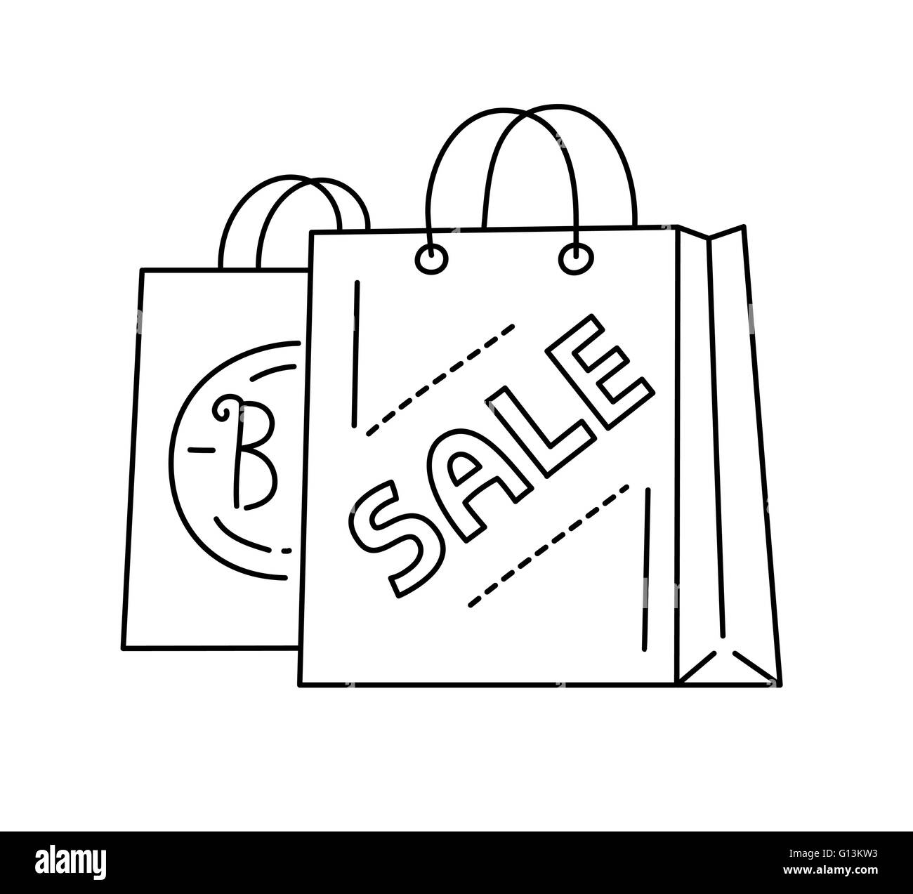 Sale shopping bags, line style vector illustration Stock Vector Image