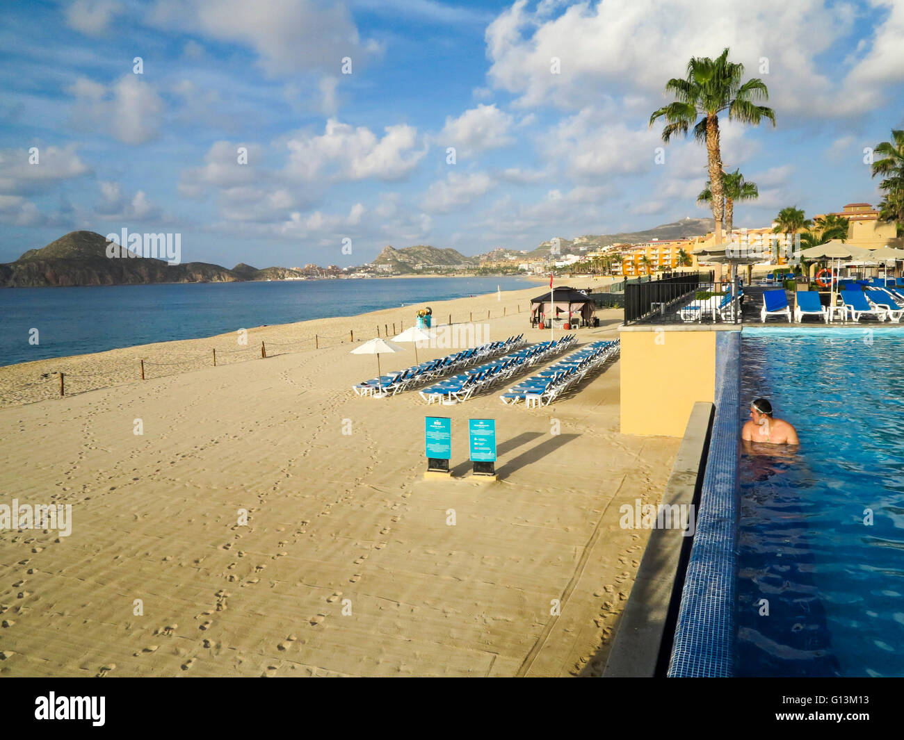 CABO SAN LUCAS, MEXICO - AUGUST 8, 2014: Unidentified people at RIU Santa Fe Hotel at Cabo San Lucas, Mexico. It is a 5 star hot Stock Photo