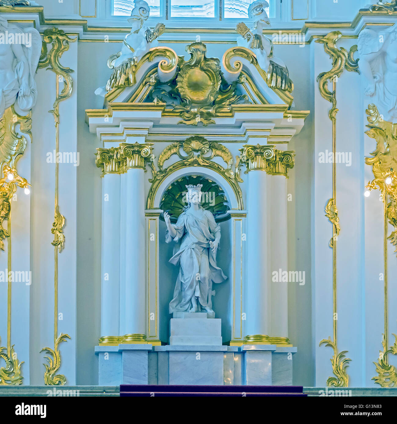 Statues Inside Winter Palace St. Petersburg Russia Stock Photo