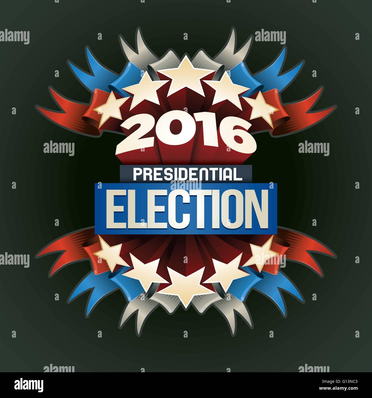 Year 2016 Presidential Election Design. Elements are layered separately in vector file. Stock Vector