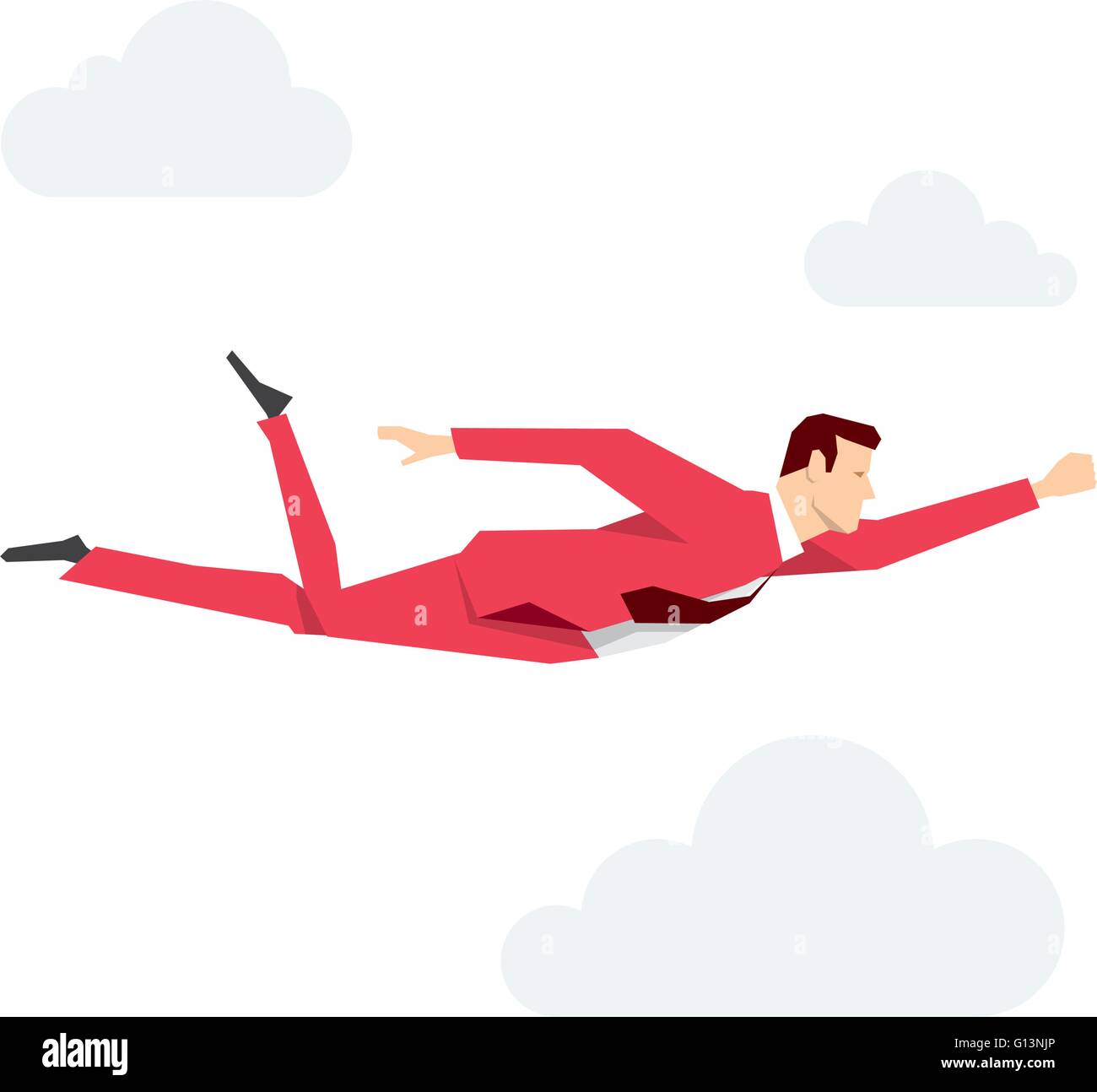 Red suit businessman flying on sky. Vector concept illustration. Stock Vector