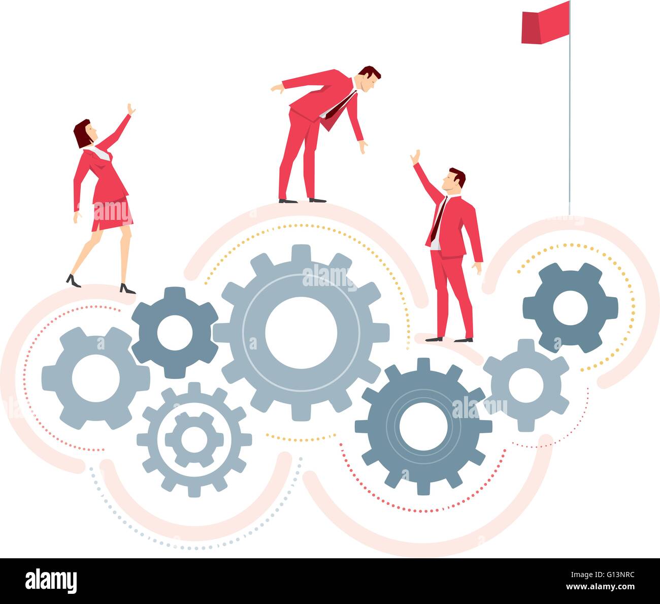 Red suit business people concept vector illustration. Stock Vector