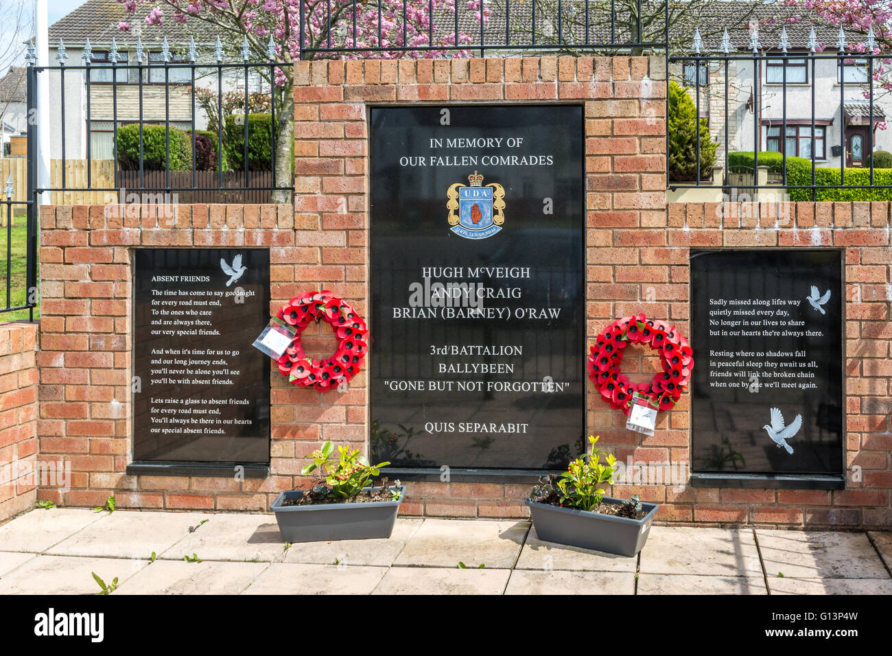 UDA garden of remembrance in Loyalist Ballybeen area of East Belfast Stock Photo