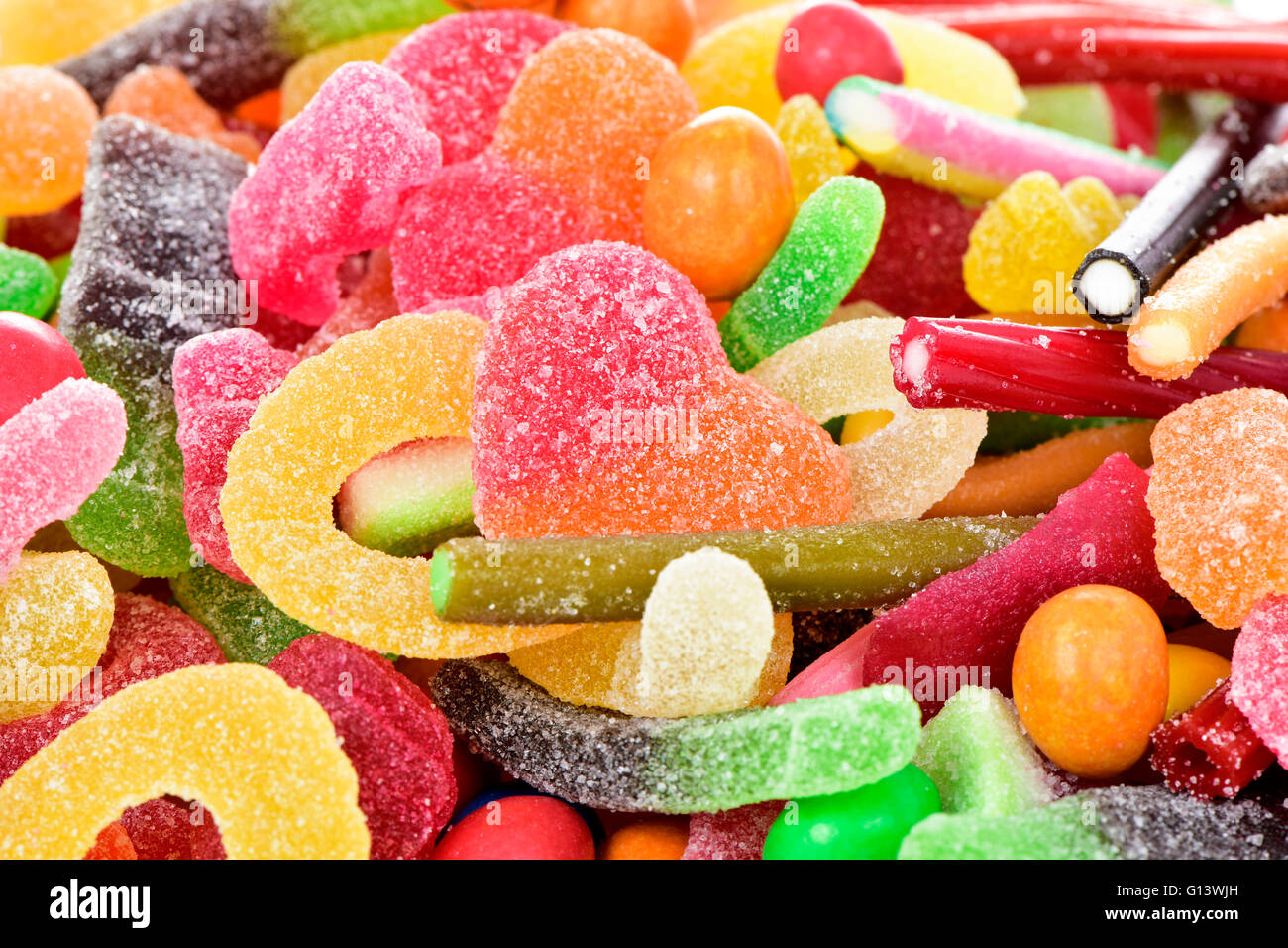 Closeup Of A Pile Of Different Candies With Different Shapes And Flavors Stock Photo Alamy