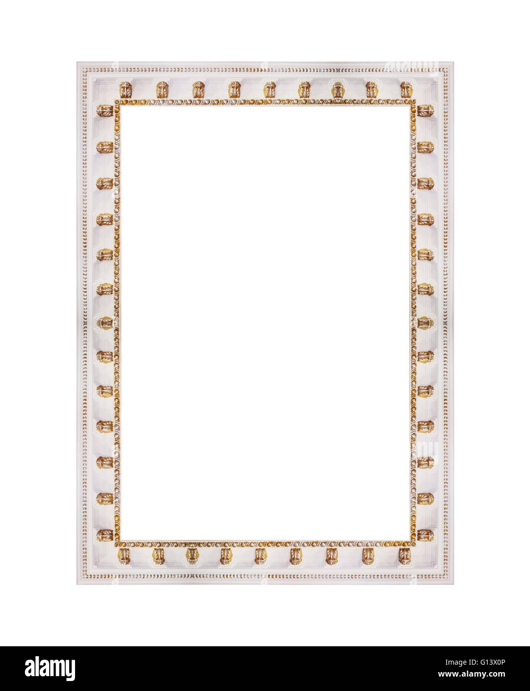 wooden white frame for painting or picture isolated on background Stock Photo