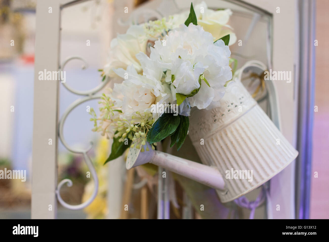 Beautiful decor of flowers for the wedding photo shoot Stock Photo
