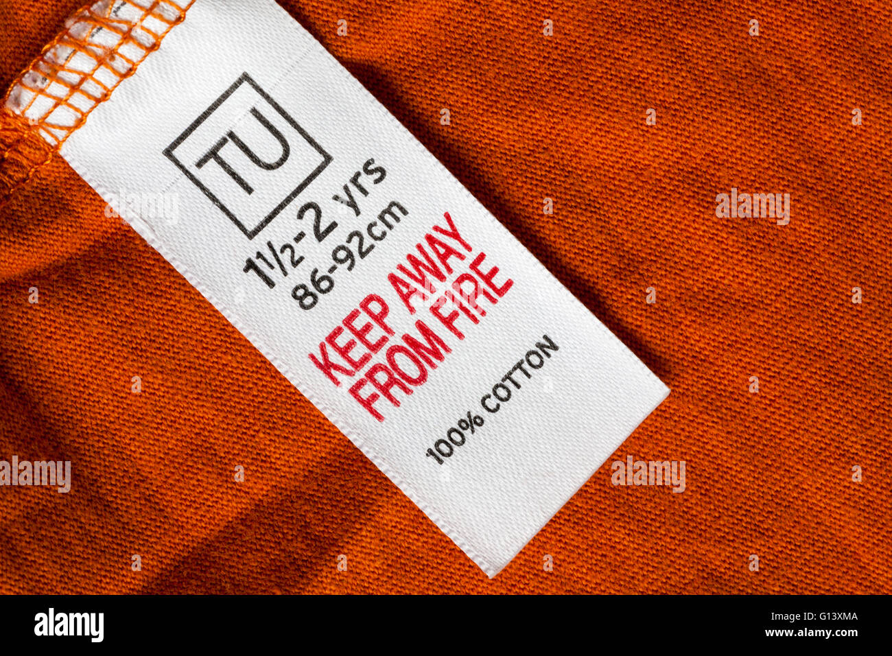 Keep away from fire label in clothing hires stock photography and images Alamy
