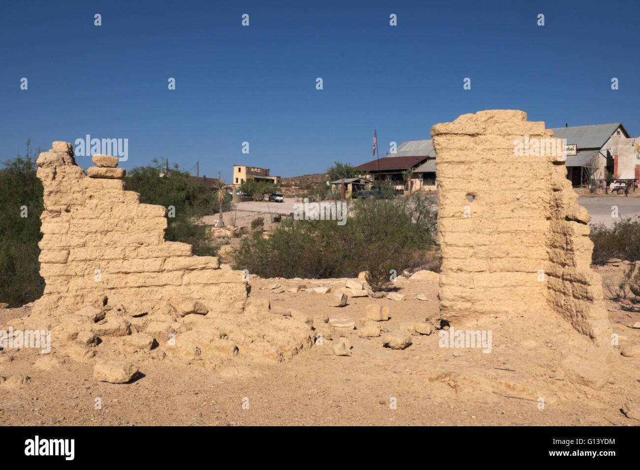 Adobe ruins in the Terlingua ghost town of deep south Texas, USA Stock ...