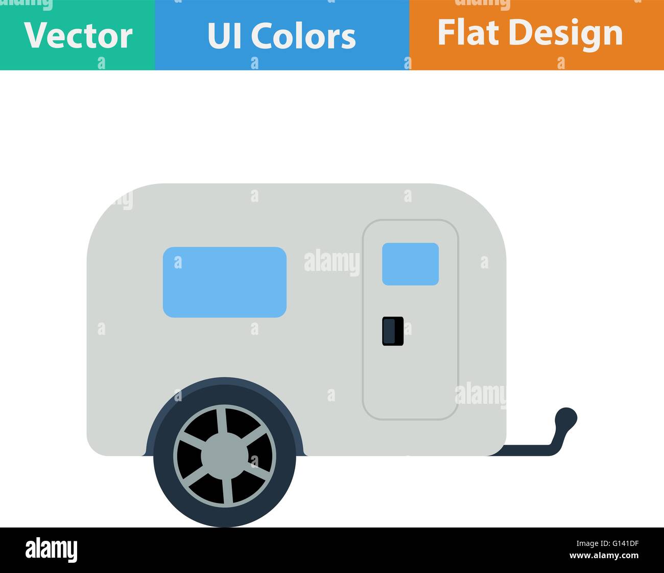 Flat design icon of camping family caravan car in ui colors. Vector ...