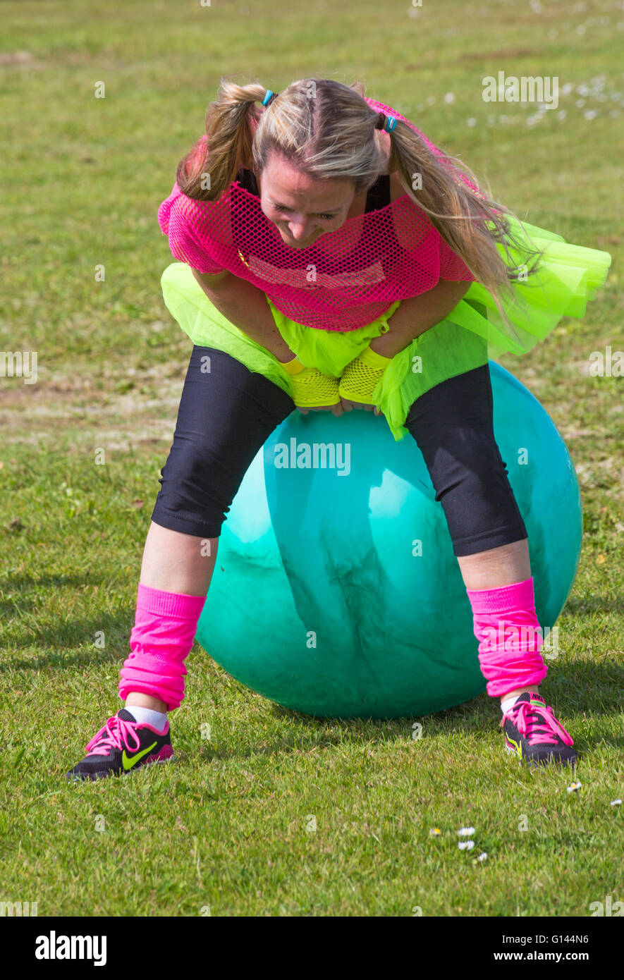 Poole, Dorset, UK. 8th May, 2016.  Foam Fest Dorset takes place at Baiter Park, Poole.  Runners dodge, dive, climb and laugh their way through a hilarious foam filled obstacle course for a 3k fun run organised by Naomi House and Jacksplace children’s hospices.  Credit:  Carolyn Jenkins/Alamy Live News Stock Photo