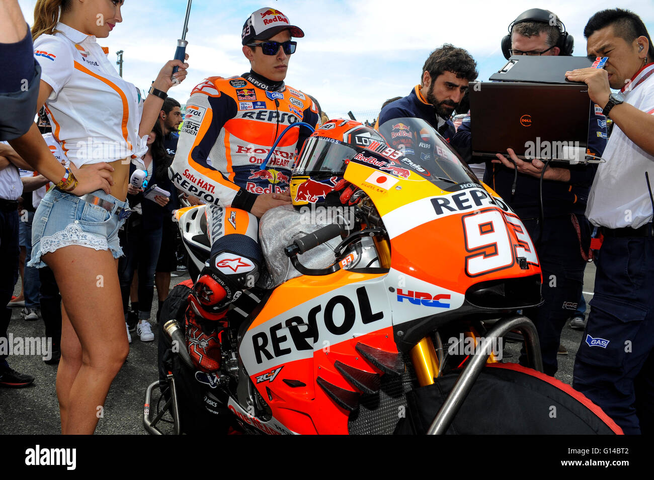 Le mans, France. 08th May, 2016. Marc Marquez (Repsol Honda) during on  MotoGP race day. Marc Márquez Alentà is a Spanish Grand Prix motorcycle  road racer and two-time MotoGP world champion. He